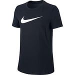 Nike W NK Dry Tee DFC Crew T-Shirt Femme, Black/Black/HTR/(White), FR : 2XL (Taille Fabricant : 2XL)