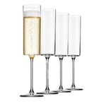 Champagne i Glas 4-pack 6oz Champagneflöjter Set om 4, Premium Kvadratiska Kantblåsta Vinglas