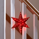 Christmas Red Star Lights Decoration  Indoor Outdoor Timer Battery LED