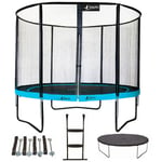 Kangui - Trampoline de jardin rond 305 cm + filet + échelle + bâche + kit ancrage PUNCHI Bleu