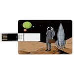 8GB USB Flash Drives Credit Card Shape Astronaut Memory Stick Bank Card Style Business Woman in Space Briefcase Buying and Selling on Alien Planet Decorative,Black Brown Multicolor Waterproof Pen Thum