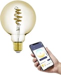 EGLO connect.z Ampoule LED E27 connectée, G95, ZigBee, contrôlable par appli et commande vocale, dimmable, blanc chaud - froid, 360 lumens, 5 watts, ambré, design vintage