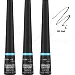 Rimmel Scandaleyes Exaggerate Waterproof Eye Liner – 003 Black *PACK OF 3*