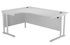 Office Hippo Professional Left Corner Office Desk, Wood, White, White Frame, 180 x 120 x 73 cm