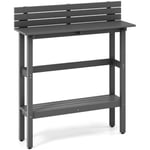 Table de bar d'extérieur table de 122 cm avec étagère de rangement et repose-pieds réglables table de comptoir toutes saisons table étroite gris