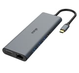 Akasa 14 in 1 USB Type-C Dock,2xHDMI,VGA,3xUSB3.2,2xUSB2.0,RJ45,SD/Micro SD,3.5mm Au, 60W (AK-CBCA28