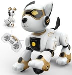 anysun Robot Chien, Jouet Robot Rechargeable, Chien Robot Programmable Interactif pour Enfants, Commandes Vocales, Télécommande, Détection Tactile, pour Garçons Filles Enfants