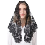 Lace Veil Mantilla Catholic Church Chapel Veil Head Covering Latin Mass, Black, 120cm*60cm