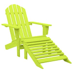 Chaise de jardin Adirondack avec pouf Bois de sapin solide Vert