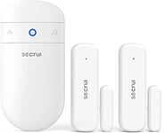 SECRUI Wireless Door Open Sensor Alarm Chime, 500ft Operating Range 52 Chimes Adjustable Volume with Mute Mode LED Indicators 1 Plug-in Receiver 2 Magnetic Door Alarm Sensor for Home Store Security