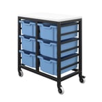 Titan Storage Unit with Tray Drawers 6 Deep Drawers (F2) Blue/Black