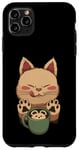 Coque pour iPhone 11 Pro Max Kawaii Kitty Latte Little Mouse Tasse à café Motif chat