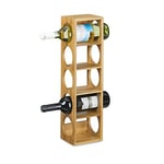 Relaxdays Étagère à vin en bambou 12 x 14 x 53 cm 5 emplacements range-bouteilles 5 étages casier à vin en bois porte-bouteilles 5 niveaux horizontal, nature, Marron