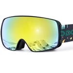 Odoland Lunettes de Ski Masque de Snowboard pour Homme & Femme Anti-UV400, Anti-Buée, Coupe-Vent, Lunettes de Protection avec Grande Lentille Sphérique