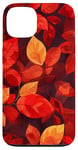 Coque pour iPhone 13 Rouge minimaliste géométrique feuilles d'automne motif floral automne