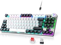 Clavier Gamer Mécanique Sans Fil Rétroéclairé,80% Tkl Clavier Gaming Filaire Azerty,Câble Usb-C+2,4G Clavier,Switchs Rouges,Anti-Ghosting,Clavier Gaming Pour Ordinateur/Pc/Windows/Xbox