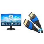 PHILIPS 271V8La - 27 Inch Fhd Monitor, 75Hz, 4Ms, Va, Speakers(1920 X 1080, 250 Cd/M2 & HDMI Cable 8K / 4K – 0.25m – with A.I.S Shielding – Designed in Germany (supports all HDMI devices like PS5/Xbox