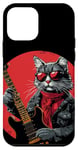 Coque pour iPhone 12 mini Chat à bascule avec lunettes de soleil et guitare pour fan de veste en cuir