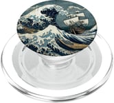 La Grande Vague au large de Kanagawa et le bateau pirate vintage japonais PopSockets PopGrip pour MagSafe