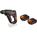 WORX - Marteau perforateur sans fil 20V - H3 WX390.9 ⌀13mm 1,2J (Livré avec: 2batteries 20-4Ah et chargeur rapide, avec accessoires, mandrin autoserrant avec adaptateur)