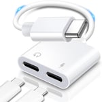 2 En 1 Adaptateur Double Usb C Jack Casque Et Chargeur, Usb C Splitter Usb C Vers Usb C Femelle Adaptateur Audio Splitter, Pour Casque Et Charge Pd 60 W, Pour 15/Samsun/Huawe/Xiaom[QUE073386]