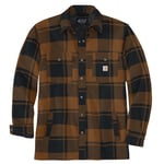 Carhartt Mens Flannel Sherpa Lined Shirt Jacket - Brown - Size X-Large