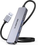 Hub USB 3.0 avec Câble Rallongé de 60cm,Expandeur Multi Port,Adaptateur USB avec Transfert de Données Rapide Séparateur USB Compatible avec Windows PC,Mac,Imprimante (HE32 Gris).[W439]