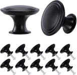 12 Pièces Rond Bouton de Meuble, Boutons de Tiroir Vintage, D'alliage de Zinc Boutons de Porte pour Placard Armoire Cuisine Tables Chevet, 21 * 17cm,Noir