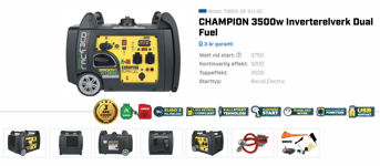 Champion Inverterelverk 3500W Dual Fuel 73001i