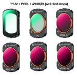 K & F Concept Sports Camera Pound pour DJI Osmo Pocket 3,UV,CPL,ND,PL,Diffusion noire,1/2,1/8,Réglable,2 en 1,Livre en option - Type 6Pcs Filter Set