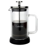 Café Olé Doppio Double Walled Glass Cafetiere, French Press, Silicone Non-Slip Base, 3 Espresso Cup/ 350ml, Black