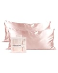 Kitsch 100% Satin Pillowcase with Zipper, Softer Than Silk Pillowcase for Hair & Skin, Cooling Pillow case, Satin Pillow Case Cover (King (2 Pack), Blush)