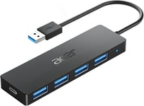 Hub Usb 3.0 Avec 4 Ports Usb 3.0, Adaptateur Multiport Usb Pour Pc, Macbook Air, Mac Pro/Mini, Imac, Surface Pro, Xps, Ps4, Disque Dur Mobile, Clés Usb Et Plus (21Cm)[PCZ230412]