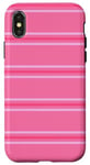 Coque pour iPhone X/XS Rose rayé Girly Esthétique Preppy Stripe