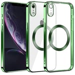 S. Dawezo Coque Magnétique pour iPhone XR, Compatible avec MagSafe, Protection Militaire, Résistante aux Rayures, Résistante aux Chocs, Coque Mince et Transparente pour iPhone XR, Vert