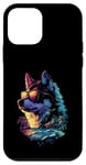 Coque pour iPhone 12 mini Husky de Sibérie - Design vintage Husky - Coucher de soleil