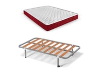 HOGAR24 ES | Lit Complet | Sommier Basic + Matelas à mémoire de Forme Spring Plus | Ensemble de Pieds avec Pince de 25 cm | Dimensions : 90 x 180 cm