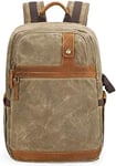 Camera Bag, Canvas SLR Camera Backpack Large Capacity Front Open Waterproof Anti-shock Camera Rucksack, Camera Travel Bag Professional Camera Lens Organizer, dark gray (Color : Khaki, Size : Khaki)