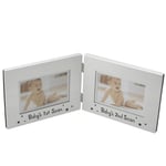 Widdop Bingham Cadre photo double en aluminium 10,2 x 6,3 cm pour 1er et 2ème échographie de bébé CG737