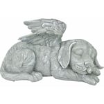 Pet Memorial Angel Dog Hedersstaty Gravsten,12*5*6cm, polyresin, antik sten