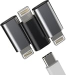 Adaptateur Usb C Vers Lightning(Lot De 3)Prise Usbc Femelle Iphone Mâle Convertisseur Mini Type Jack Chargeur Cable Pour Apple 14 13 12 11 Pro Max 7 8 Plus X Se Xs Ipad Air Charger Port Câble Adapter