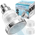 PureAction Pommeau de douche adoucisseur d'eau pour eau dure – Filtre chlore et fluorure – Pomme de douche haute pression à effet pluie – 2 filtres remplaçables – Meilleure douche comme peau sèche et