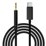 2M USB-C till AUX 3.5mm Kabel Adapter Bil Svart