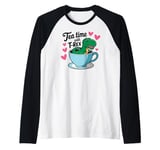 Tea Rex T-Rex Funny Tee For Tea Lovers Drinkers And Dinosaur Raglan Baseball Tee