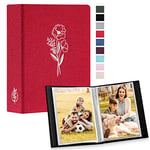 Lanpn Album Photo 10x15 Mini Petit Format 50 Pochette 2 Paquets, Lin Tissu Album pour Vertical Photos Rouge