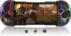 Manette De Jeu Pour Android/Iphone/Pc,Manette Sans Fil Pour Ios Avec Design Unique De Surface Craquelée/Programmable Par Éclairs Rvb/Turbo,Pour Jouer À Call Of Duty Mobile,Genshin Impact