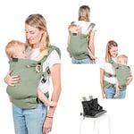 Babymoov Porte-bébé Physiologique et Evolutif en Réhausseur Nomade Moov & Boost - Sage green