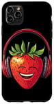 iPhone 11 Pro Max Funny Strawberry with Headphones for Music and Fruits Lovers Case