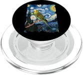 Budgerigar Nuit étoilée – Peinture drôle d'oiseau Van Gogh PopSockets PopGrip pour MagSafe