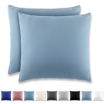 REDKEY Taie Oreiller 40x40 Gris Bleu - Lot de 2 Taies d'Oreillers 40 x 40 Carré en Microfibre Brossée, Housse Oreiller Coussin Oreiller avec Fermeture Éclair